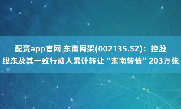 配资app官网 东南网架(002135.SZ)：控股股东及其一致行动人累计转让“东南转债”203万张